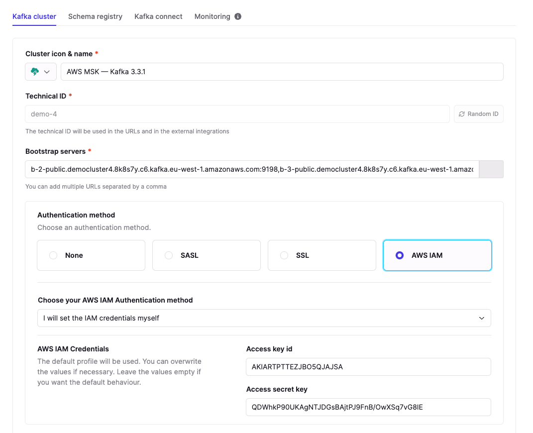 Example using IAM with dedicated keys