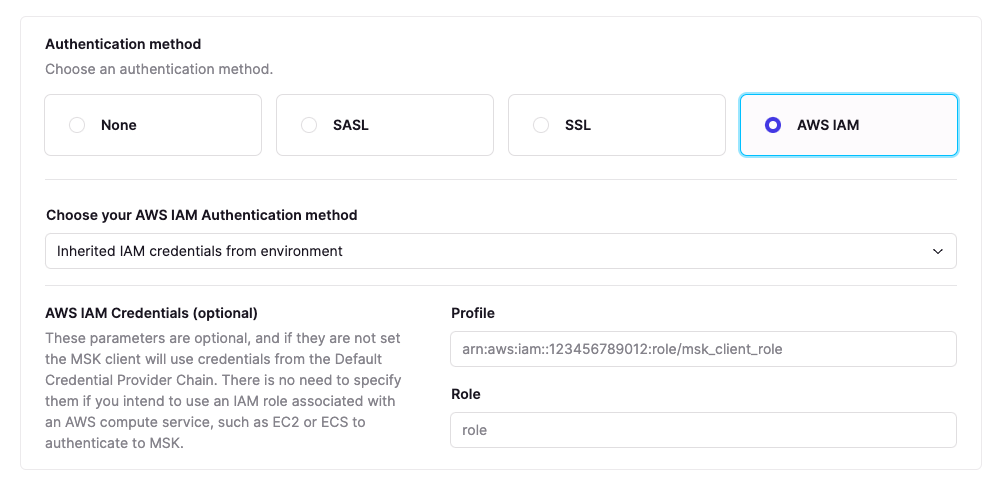 Example using IAM roles